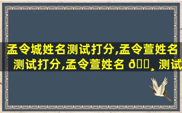 孟令城姓名测试打分,孟令萱姓名测试打分,孟令萱姓名 🕸 测试